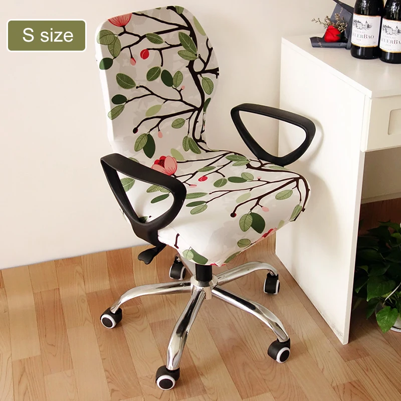 

Printed flower leaves elastic Computer Office Chair Cover Washable Removable Arm Chair Cover Slipcover Stretch Rotating Lift