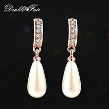 Серьги-гвоздики с двойным жемчугом цвета розового золота, модные брендовые вечерние ювелирные изделия для женщин, лидер продаж, DFE446 brincos