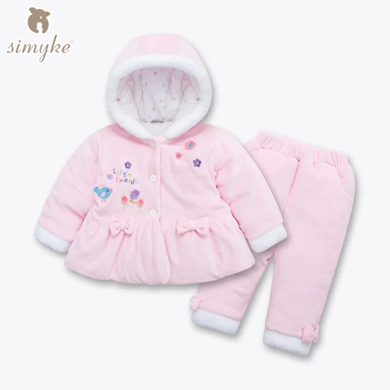 Simyke Toddler Velvet Winter Sets 2017New 2pcs Pink Set for Baby Girl