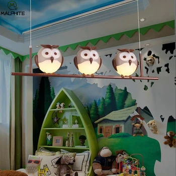 

Modern Cartoon owls children's pendant lights boys and girls bedroom decor light fixtures protective eyes pendant lamp Luminaire