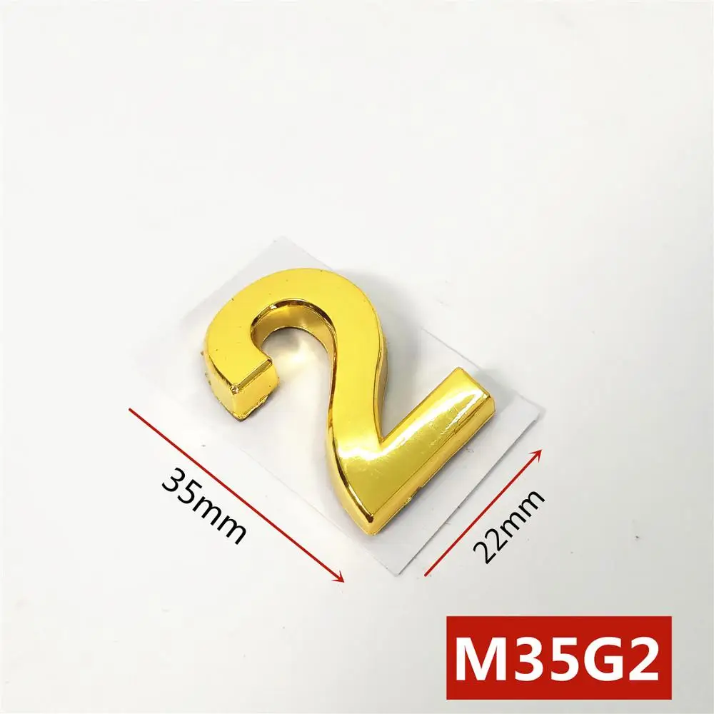 35 мм x 22 мм ABS пластиковая дверная пластина цифра золотой цвет самоклеющиеся 0-9 номера двери индивидуальные дом Адрес знак# M35G - Цвет: 2