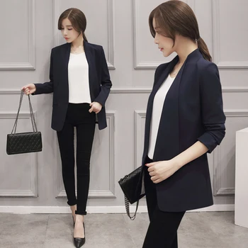 

Fashion women 2019 Spring and Autumn Korean Small suit Female Long Leisure Thin Large size Small suit Simple Slim Wild tide