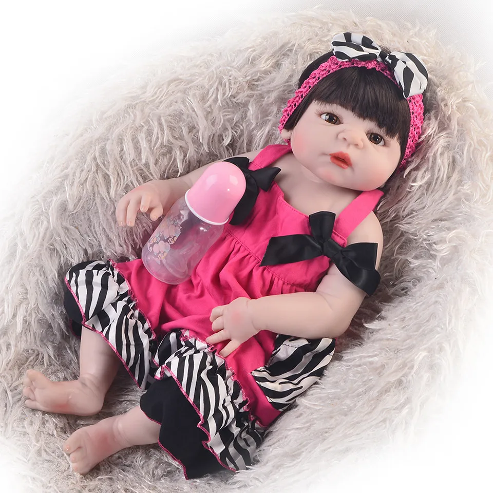 

Newborn Doll 23'' 57 cm Realistic Reborn Girl Doll Full Silicone Body Baby Doll For Kid Holiday Gift Birthday Present Bath Toy