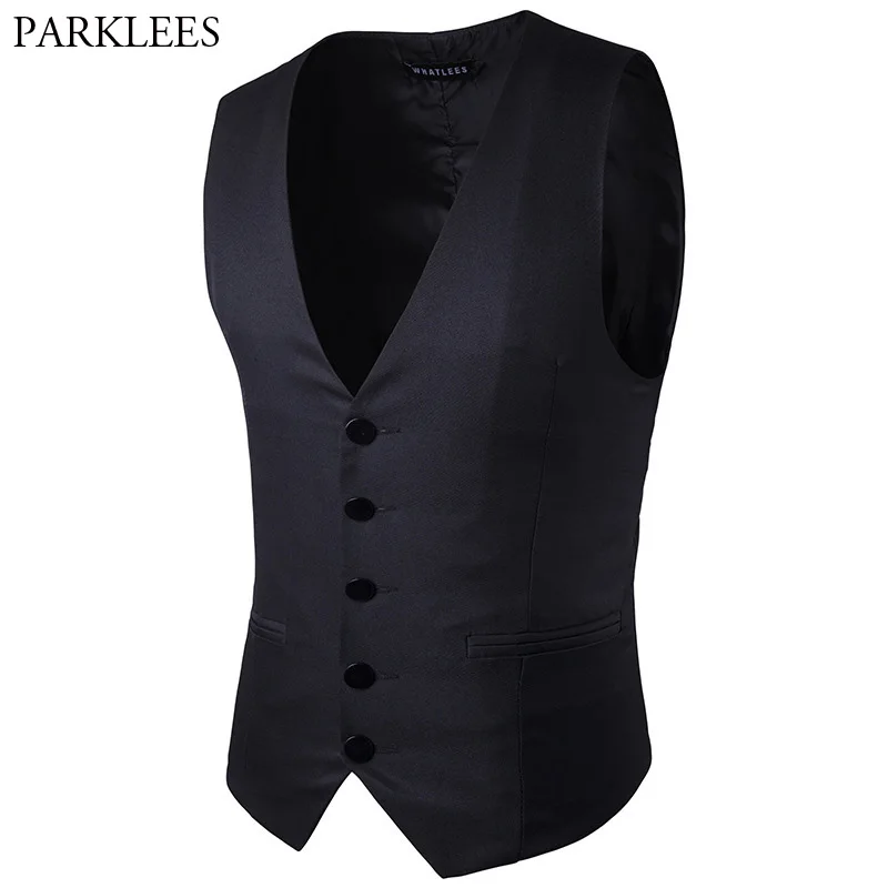 

Fashion Black Men Suit Vest 2018 Spring New Mens Wedding Business Party Waistcoats Slim Fit Vest Waistcoat Chalecos Para Hombre
