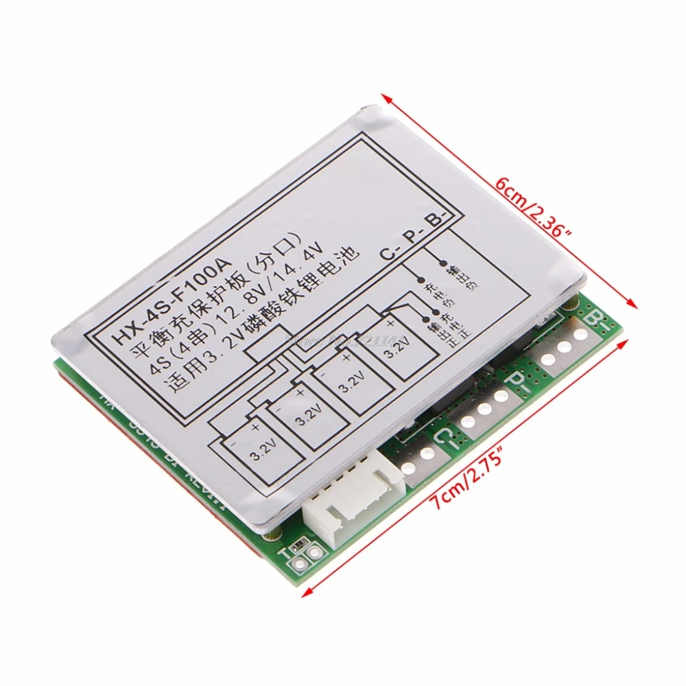 4S 100A с балансом 3,2 В LiFePo4 срок службы 18650 батарея ячеек PCB плата защиты bms