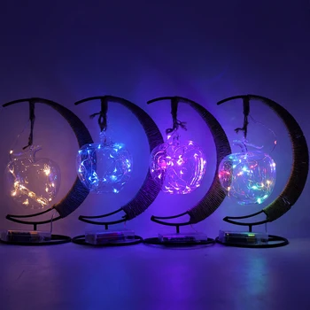 

YWXLight LED Night Light Handmade Twine USB Copper Wire Apple Rattan Round Ball Shape Glass Light Wrought Iron Night Light