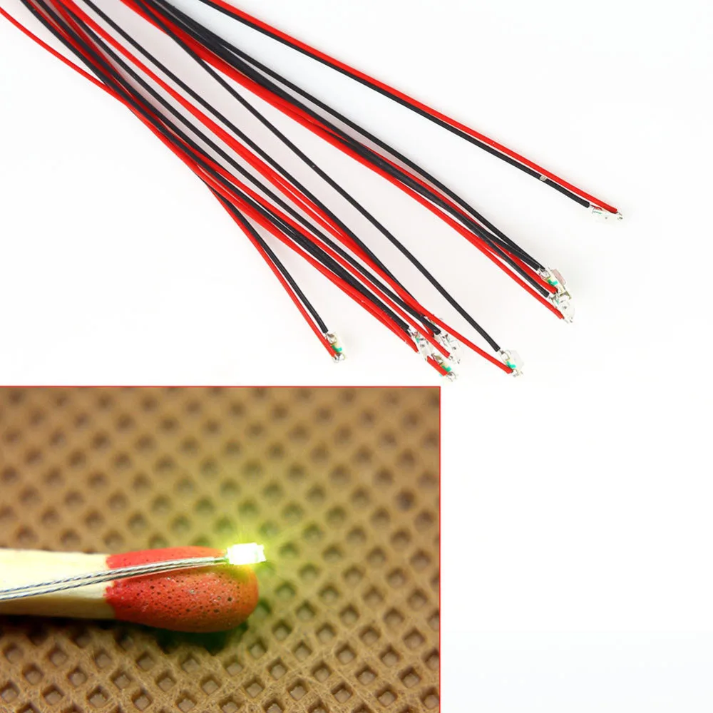 T0603WM 10pcs Pre-soldered micro litz wired leads Yellow SMD Led 0603 NEW