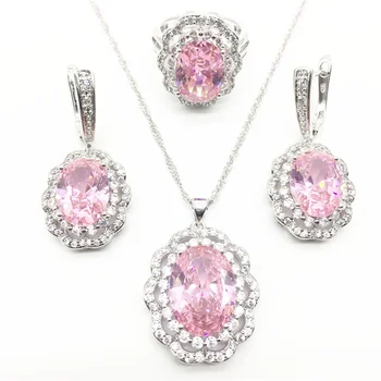 

Zircons Crown Shape Round Oval Cut CZ Ring Necklace Earrings For Women Fashion 925 Sterling Silver Jewelry Sets