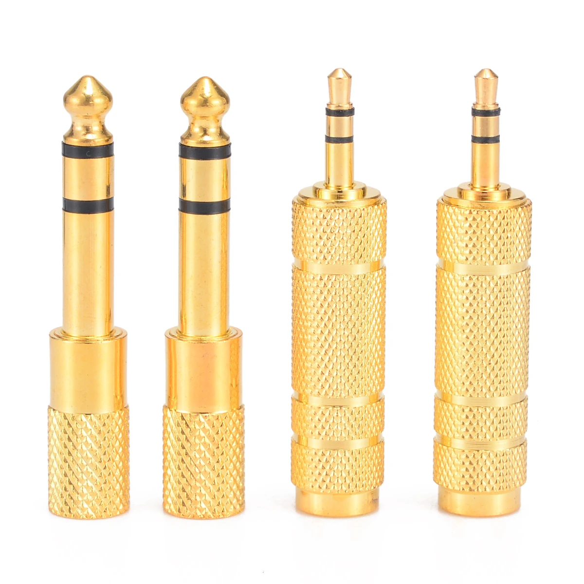 4pcs 3.5mm Male to 6.35mm Female Adapter 6.35 Plug to 3.5 Jack Stereo Speaker Audio Adapter Converter for Headphone Microphone