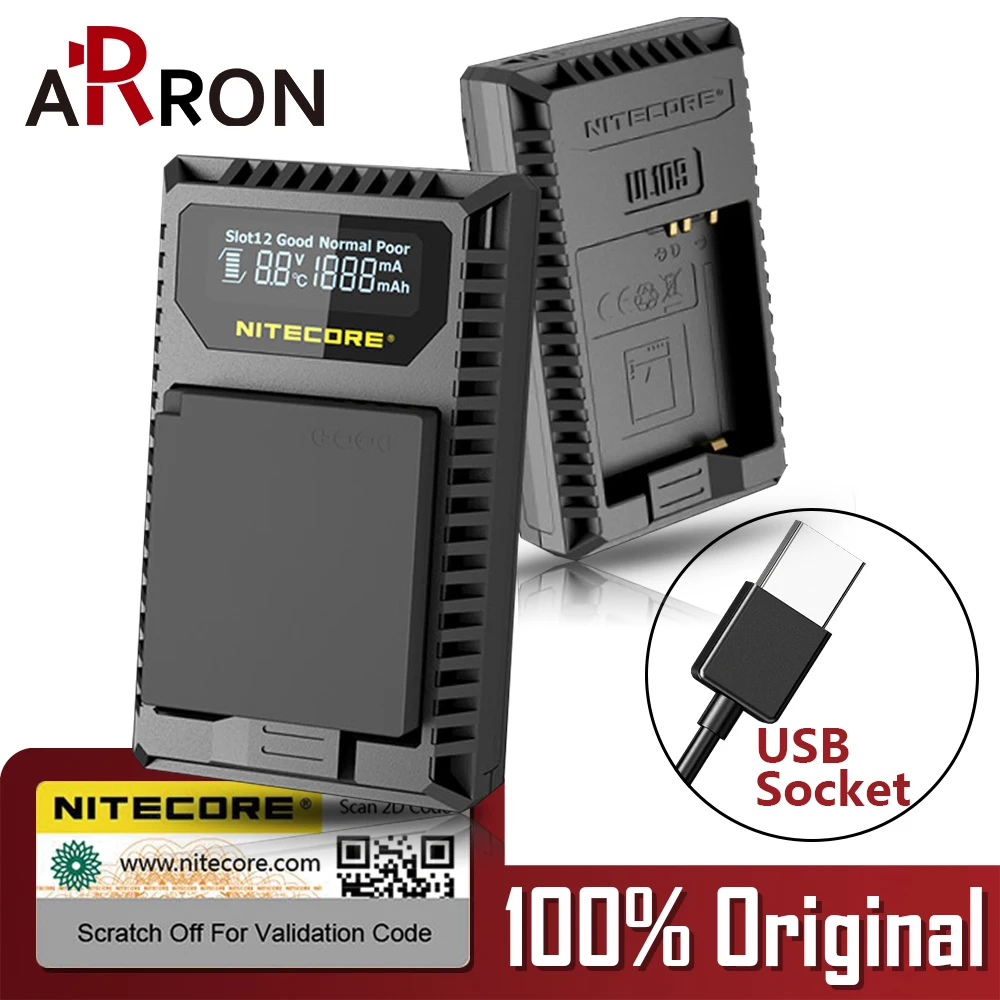 

100% Original Nitecore UL109 Digital Dual Slot USB Travel Camera Charger For Leica D-lux typ 109 Leica BP-DC 15-E Camera Battery