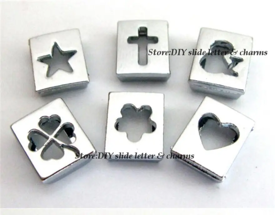 Wholesale 5pcs-10pcs Mix Style Hollow Slide Charms Fit 8mm Bracelet DIY Petcollar Free Shipping | Украшения и аксессуары