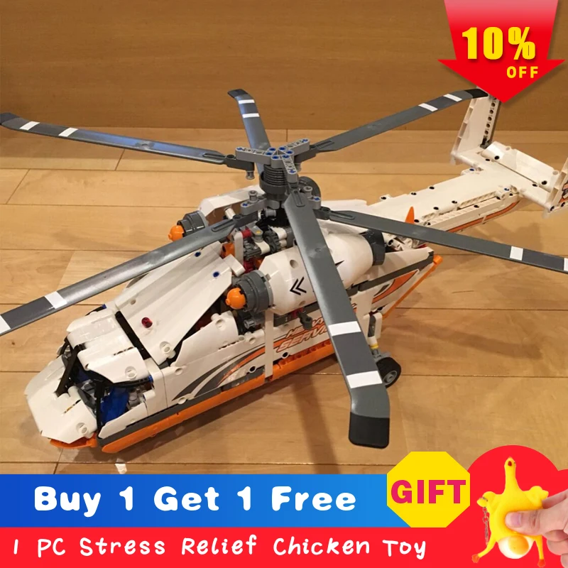 

Heavy Lift Helicopter Technic Building Blocks Shuttle Plane Model Bricks with Motors Power Fuction Compatible 42052