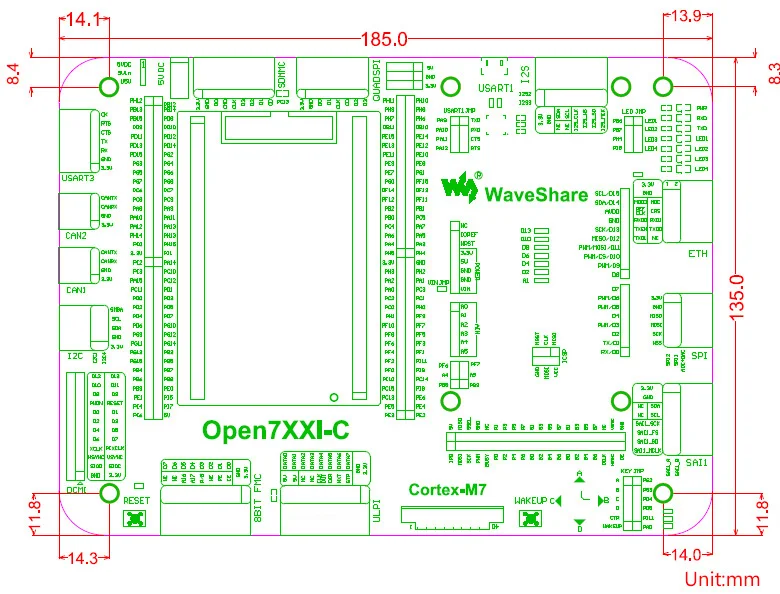 STM32 макетная плата Open746I-C Стандартный STM32F746I MCU STM32F746IGT6