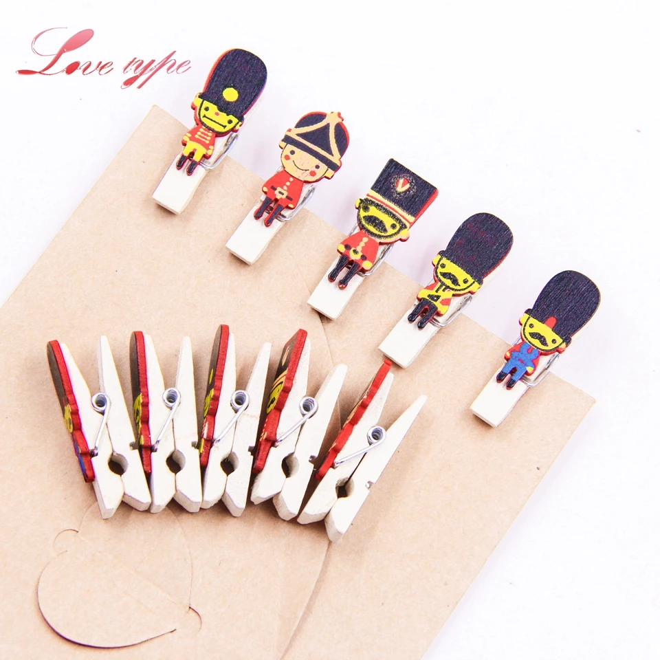 

20PCS Clip Nutcracker Wooden Clips Walnuts Soldiers Photo Clothespin Clips DIY Craft For Christmas Party Wedding Home Decoration