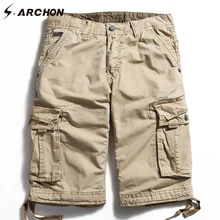S. ARCHON Лето мульти карманы хлопок карго шорты мужские размера плюс дышащие повседневные военные шорты модные армейские тактические шорты