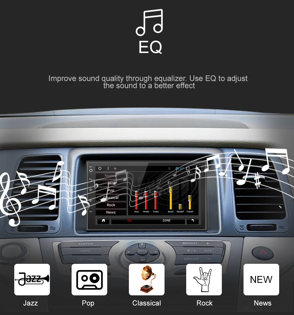 Cheap Navivox Android7.1/8.1 Universal GPS Navigation Radio Stereo Audio Player for nissan ,for hyundai   RDS/SWC/BT/Wifi (no dvd) 17