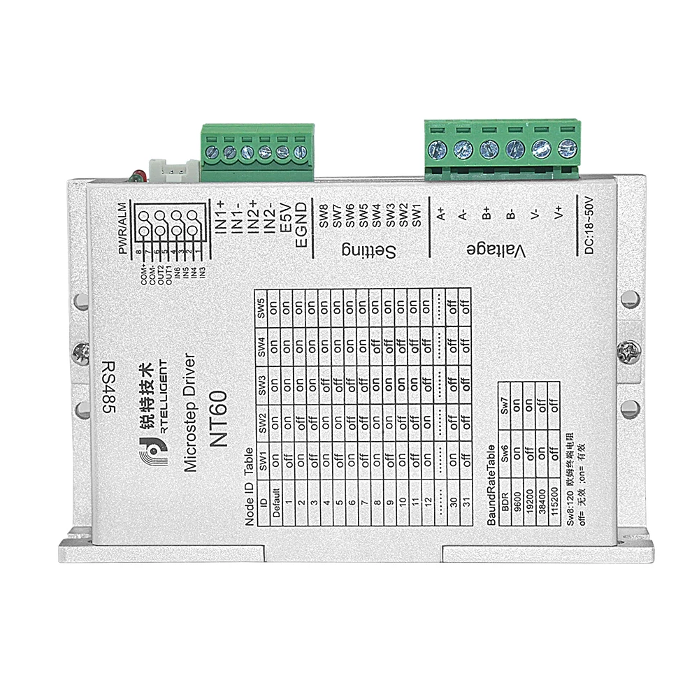 Rtelligent 2 3 фазы Nema 23 24 NT60 RS485 Драйвер шагового двигателя через RS485 сеть Modbus для открытого цикла и замкнутого цикла двигателя