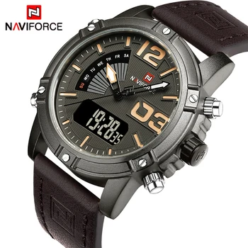 

NAVIFORCE Men's Fashion Sport Watches Men Quartz Analog Date Clock Man Leather Military Waterproof Watch Relogio Masculino 2019