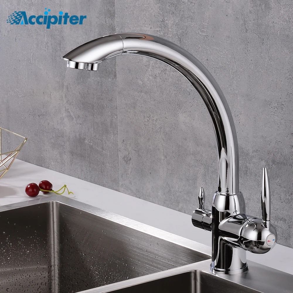 

Kitchen Filter Faucets Deck Mounted Mixer Tap 360 Rotation with Water Purification Mixer Tap Crane For Kitchen