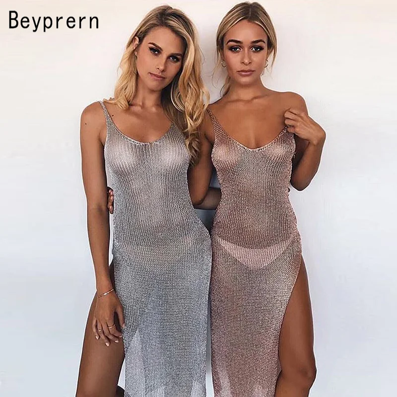 Beyprern Fashion Knitted Beach Sun Protection Dress Summer Casual