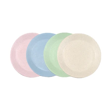 

Baby Feeding Plate Wheat Straw Round Solid Color Dinnerware Children Snack Plate Portable Environmental Dishes Tableware MBG0345