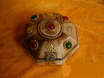 

Free delivery natural agate stone inlaid bone jewelry box