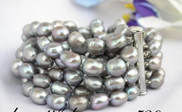 

FREE shipping>>>> luster 6strands 12mm gray baroque freshwater pearl bracelet ba 6.05