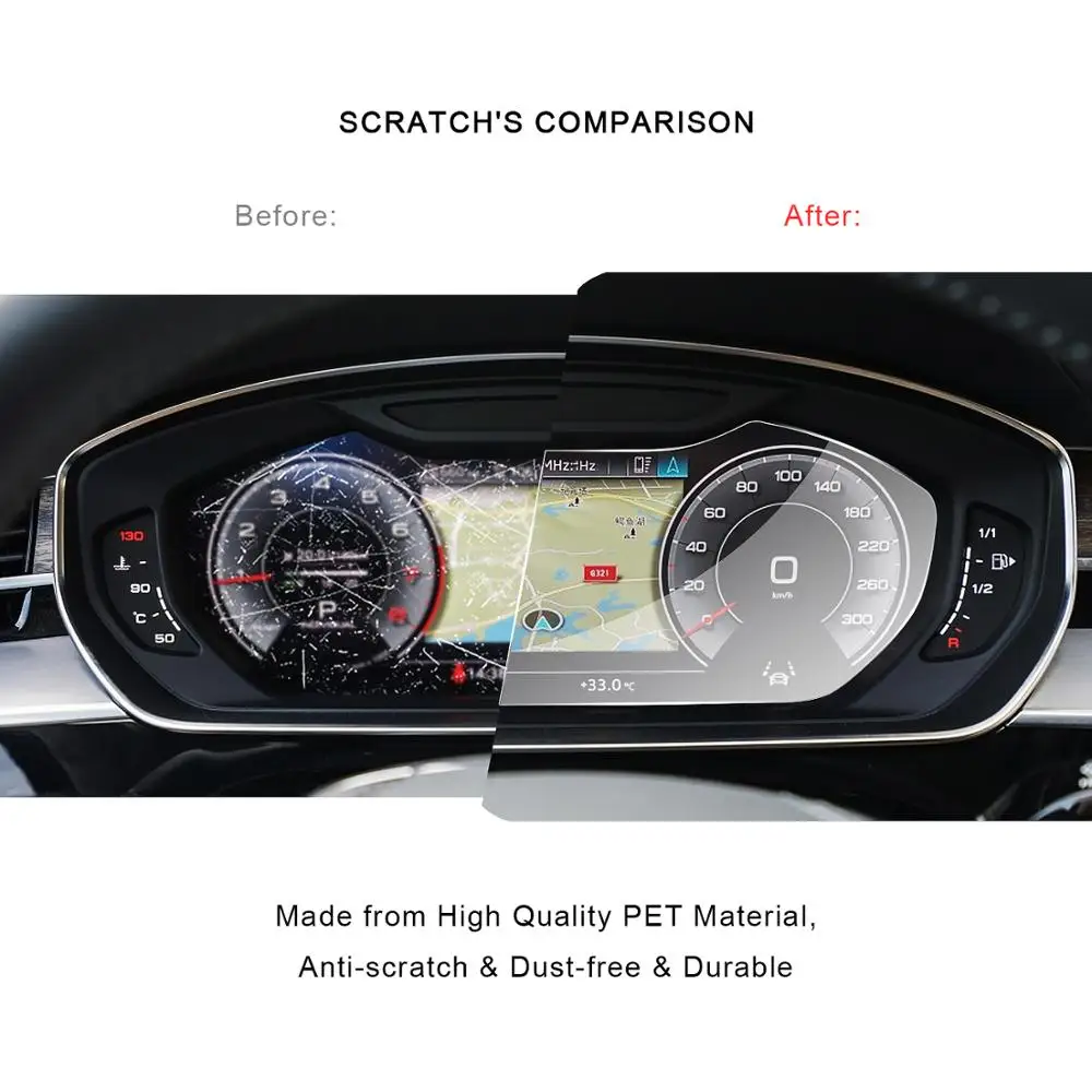 RUIYA 2 упаковки ПЭТ Защитная пленка для экрана Audi A8 Автомобильный сенсорный центр экран дисплея, невидимая прозрачная защита