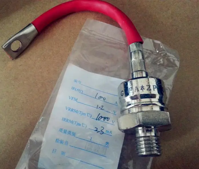 

Free Shipping ZP100A 2CZ 1000V 100A Forward 4pcs + Reverse 4pcs rectifier diode with Wire rectifier screw M16