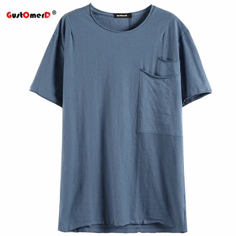 

GustOmerD Summer Big Pocket Decorated T Shirt Men Short Sleeve O-neck Mens T-shirts Casual Loose Fitness Tops Tees T-shirt Men