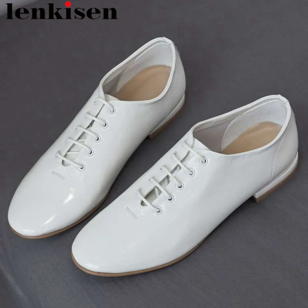 

Hand-sewn leather square toe lace up pregnant woman ballet shoes genuine leather loafers large size art girls daily shoes L03