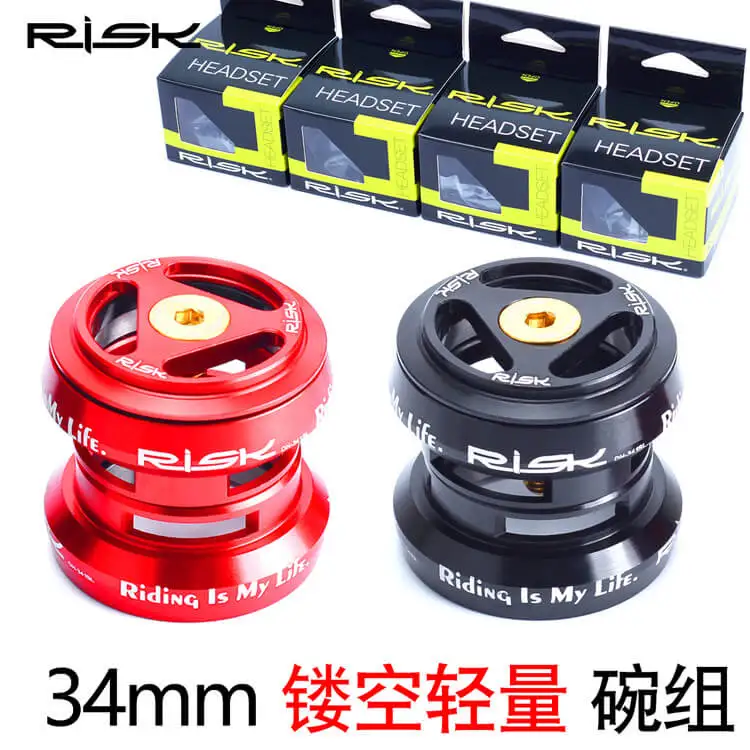 

RISK External Bike Front Fork Headsets 34mm Headsets Light Hollow Front Fork Tube Bearing Bowl Group for Road Fixed Gear Bicycle