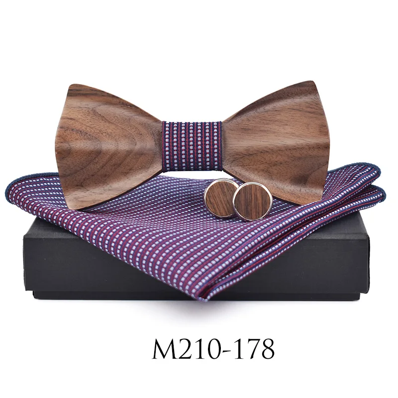 Дизайн 3D Для мужчин s деревянные бабочки Костюм Запонки карман квадратные деревянные брачный галстук-бабочка для Для мужчин бабочка галстук M210 - Цвет: 178