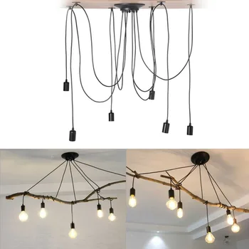 

Modern 6 Head Industrial Vintage Style Pendant Light Holder Ceiling Lamp Hanger Fixture