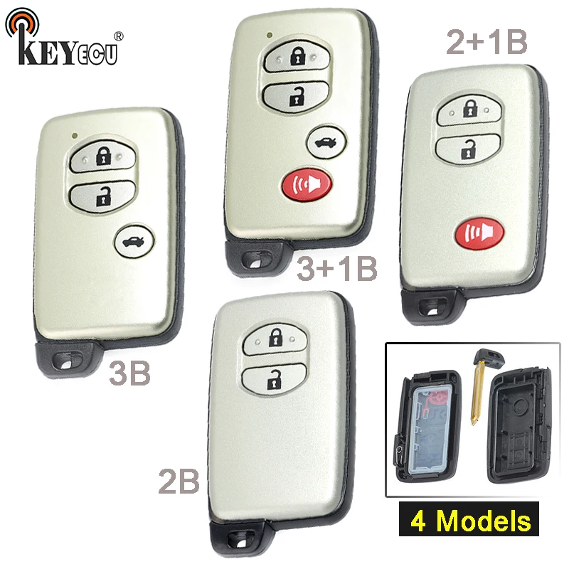 KEYECU 10x for Toyota Prius Land Cruiser Avalon Prado Replacement Remote Key Shell Case Fob 2/3/2+1/3+1 Button HYQ14AAB White