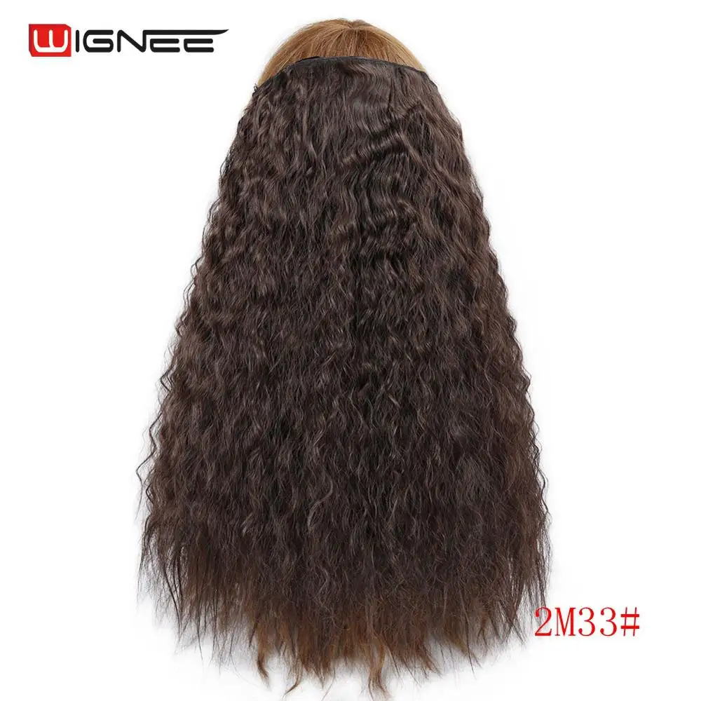 Wignee, 5 накладных волос на заколках, термостойкие синтетические волокна, волнистые кудрявые, натуральные, косплей, накладные волосы для женщин, повседневные/вечерние - Цвет: #33