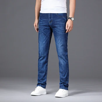 

Jantour Brand summer New Men's Jeans Casual Business Jeans Regular Straight Fit Stretch Jean Elasticity Denim Trousers Male29-40