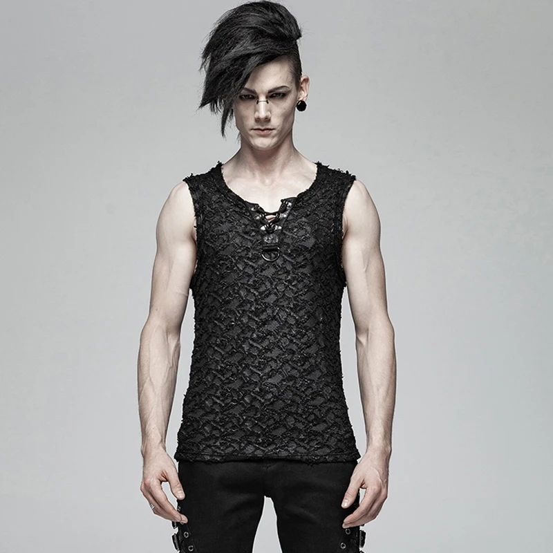 Mens Summer Korean Sleeveless Vest Shirt Tops Irregularity Slim Fit Fashion Punk