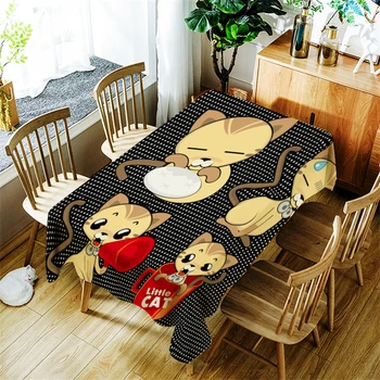 

Little Cat Tablecloth Creative Cartoon Pattern for Children Polyester Comfortable Waterproof Table Cloth Cover for Home