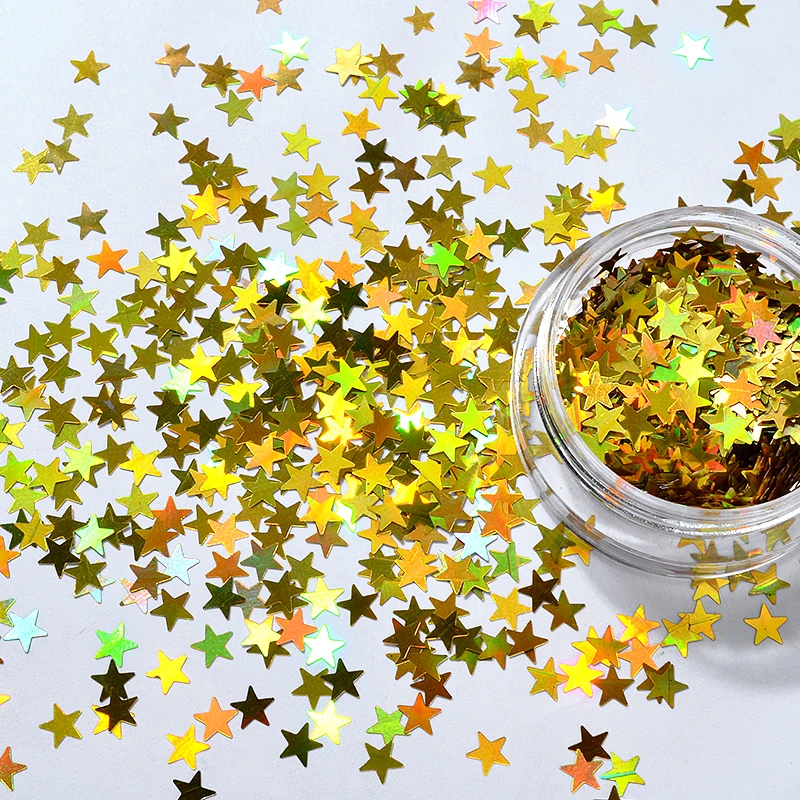 

6pcs Laser Sparkle Gold Star Nail Sequins Glitters DIY Paillette Manicure Beauty Nail Art Decorations