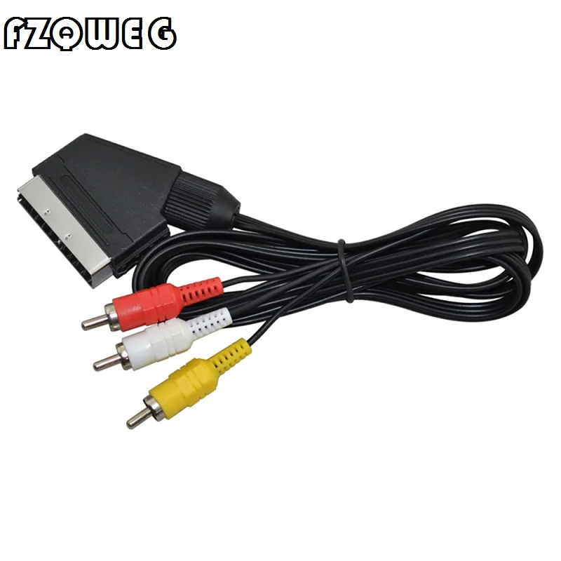 

FZQWEG High Quality 1.8m/6Feet RGB Scart To 3 RCA Audio Video Cable for NES for FC