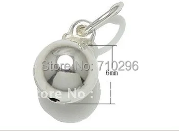 

2015 jewelry Genuine 925 Sterling Silver Pendants 6 mm Bell 925 Silver Findings Charms 925 Jewelry DIY