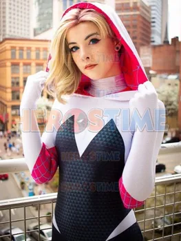 

New Gwen Stacy Spider-Man: Into the Spider-Verse Cosplay Costume 3D Print Spandex Zentai Bodysuit halloween costume for woman