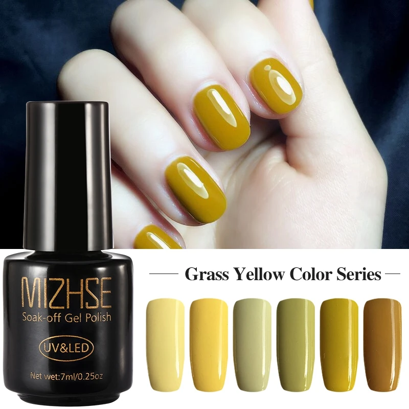 

MIZHSE Gelpolish Nail Gel Polish Soak Off UV Lamp Gel Polish With UV Nail Gel Grass Yellow Color Series Nail Art Nail Gel Polish