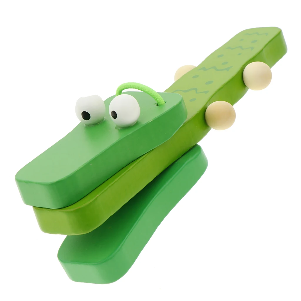 

Green Handle Castanets Clapper Crocodile Wooden Musical Percussion Instruments