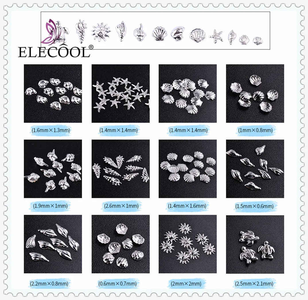 ELECOOL 2/1 шт. Серебряная океанская заклепка металлическая искусственная Смешанная