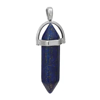 

8SEASONS Created Lapis Lazuli Chakra Pendants Pencil Silver Color Color Blue 4.1x1.4cm(1 5/8" x 4/8") - 3.7x1.3cm(1 4/8" x 4/8")