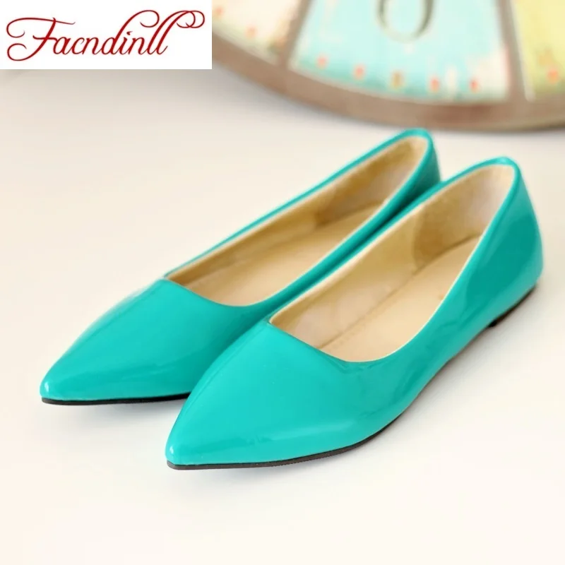 

2017 new fashion style pointed toe women's shoes flats summer solid flat shoes woman candy color ballet shoes plus big size 43