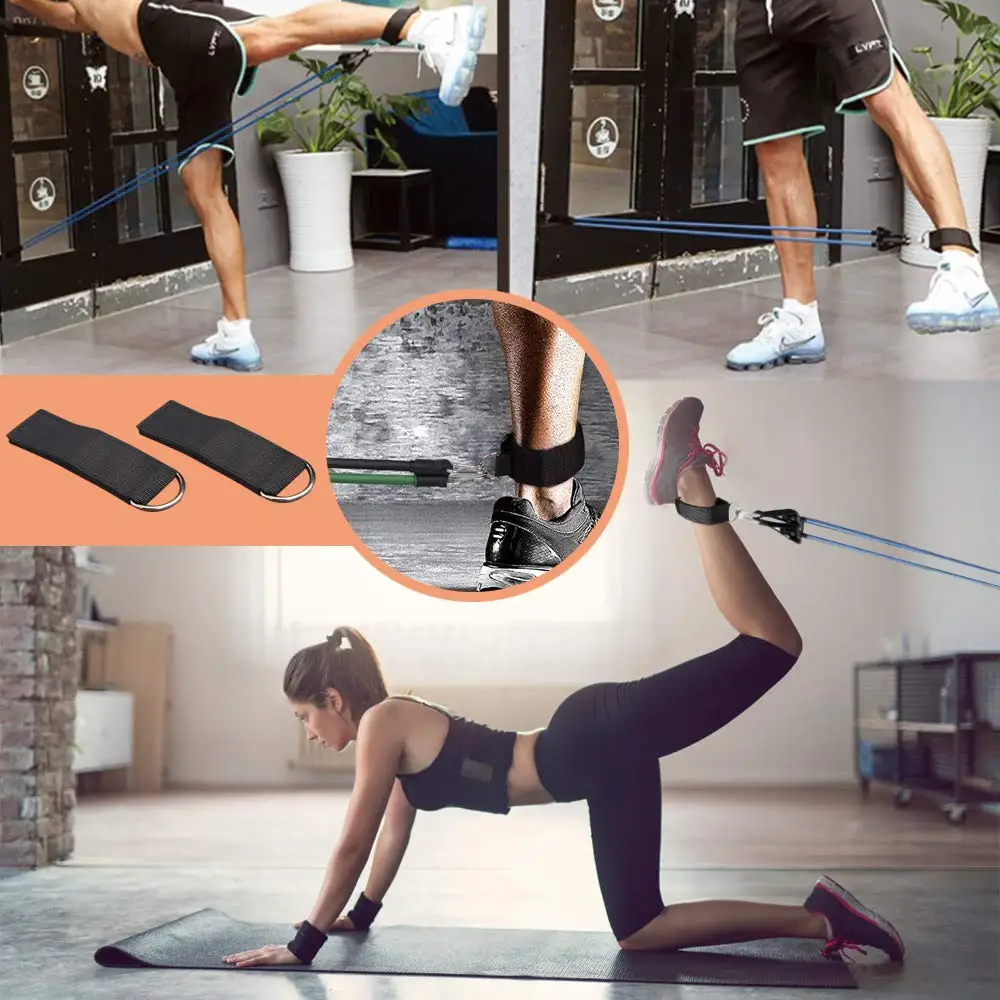 Resistance Bands Set Fitness Muscle Exercise Stretch Workout Loop Pull Up Ropes Physical Therapy Home Gym Strength Training