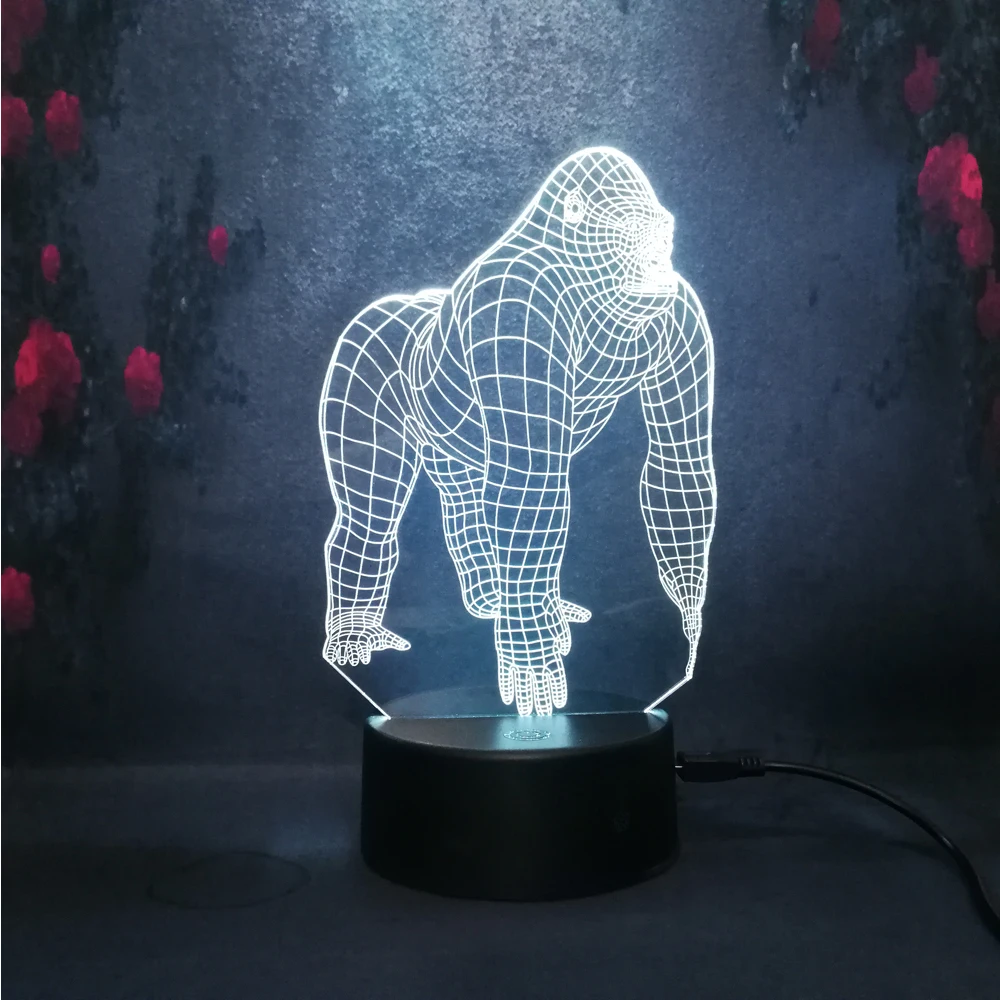 Asmarluxx 3D лампа Декор животное Горилла шимпанзе Go ходьба действие LED Иллюзия ночник